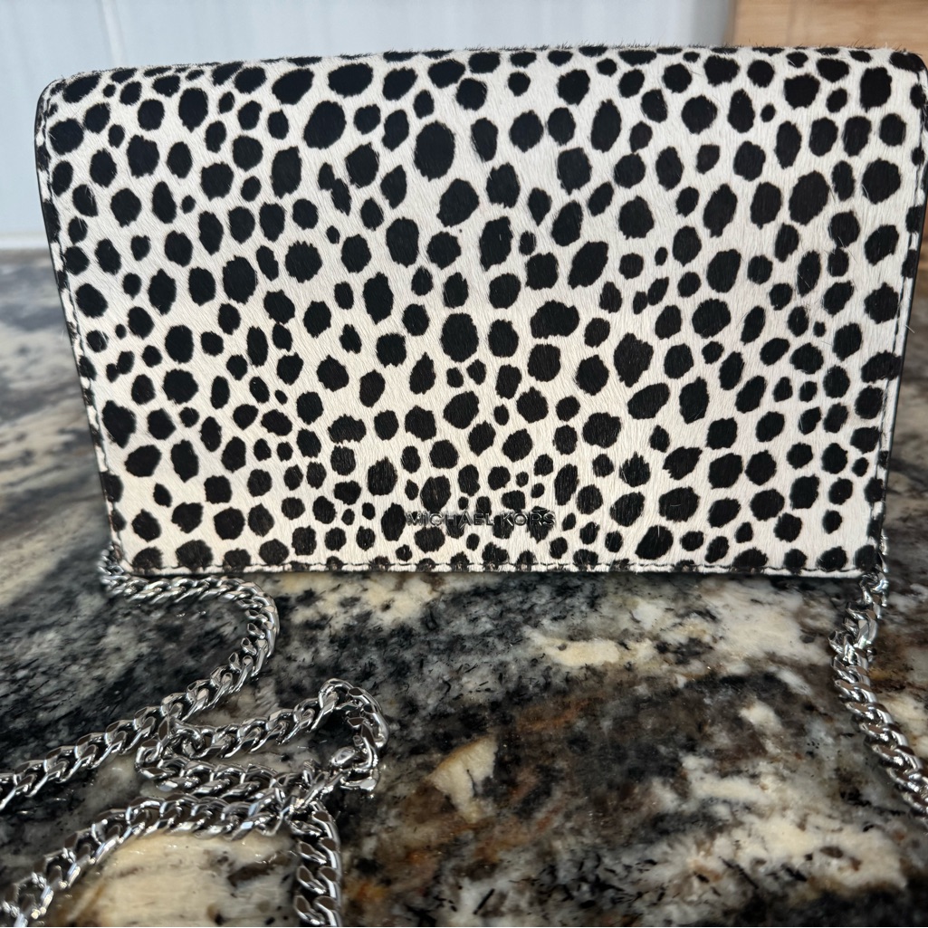 Micheal Kors Leopard Print Chain Crossbody Bag